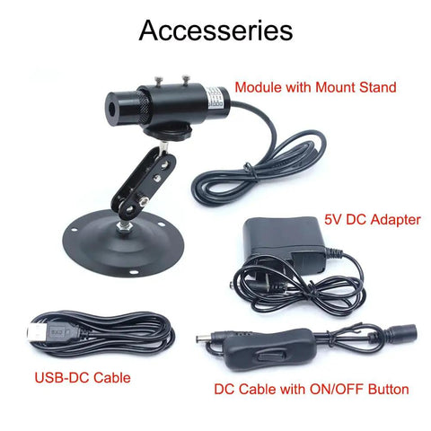 650nm Red Cross Line Module for Indoor Positioning and Crosshair Alignment, Pro Grade Visual Guide, with mount and cables