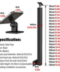 Rock Solid Side Mount Banister Columns Black Metal Deck Railing Posts with pivoting adjustable brackets and included hardware specifications.