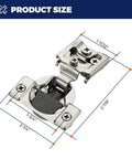 20 Pack 10 Pairs Three Quarter Inch Overlay Satin Nickel Soft Close Cabinet Hinges dimensions showing size and design details.