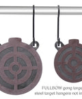 Magnetic Painting Stencil Set For Steel Shooting Targets Six Size Pack with stencils on metal hangers, two visible sizes.