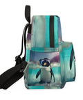 Side view of Mini Backpack Purse For Women Multi Functional Go To Everyday Daypack With Adjustable Straps featuring penguin design