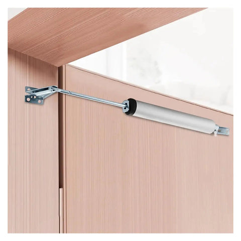 Automatic Door Closer With Adjustable Speed And Quiet Mute, Protective Holder in use on indoor wooden door