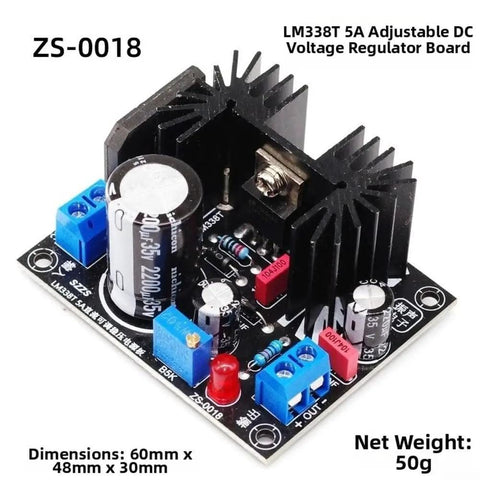 Power Up With This DC Adjustable Linear Regulated Power Supply Board 1.25 To 37 Volt 7 Amp Heavy Duty Heatsink For LM317 LM338T LT1083CP Compact PCB For Industrial Automation, dimensions 60mm x 48mm x 30mm, weight 50g