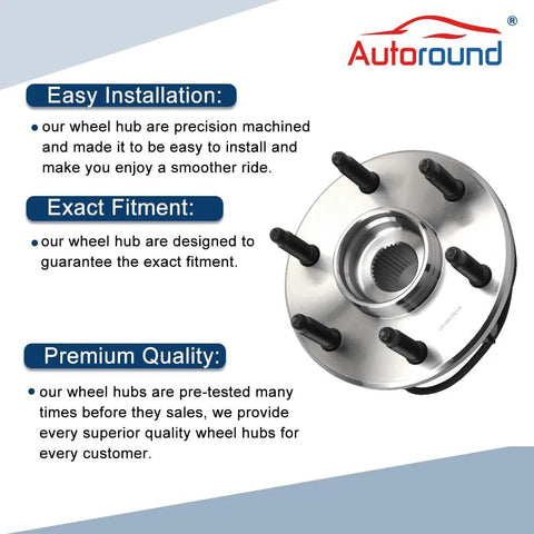 Front Wheel Hub Bearing Assembly Kit 6 Lug 4WD AWD Drop In For 1999 To 2007 GM Trucks And SUVs Including Chevy Tahoe Silverado Suburban Express 1500 GMC Yukon Sierra Savana Cadillac Escalade ABS 2 Pack Replacement
