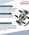 Front Wheel Hub Bearing Assembly With ABS For 4x4 And AWD Chevrolet Tahoe Silverado Suburban Express 1500 GMC Yukon Sierra Savana Cadillac Escalade 6 Lug Replacement 1999 To 2007, product view with installation details