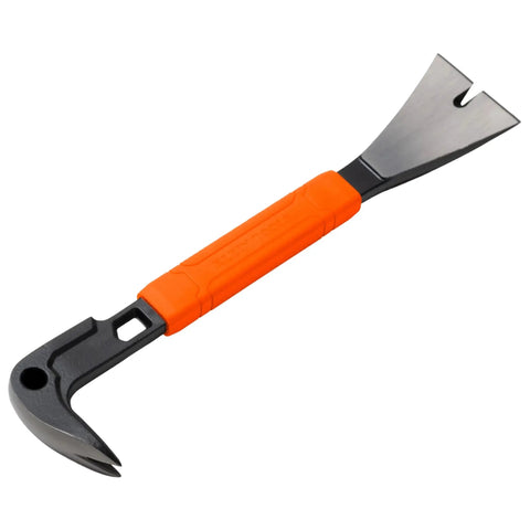 10-Inch Molding Bar With Integrated Nail Dimpler, Heavy-Duty Carbon Steel Pry Bar With Shock Absorbing Grip, Nail Puller For Trim And Molding