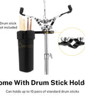 Ultimate Tall Snare Drum Stand With Stick Holder For Kids And Adults Adjustable Height From 26 To 40 Inches features stick holder with drum sticks
