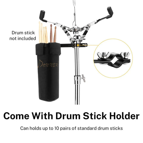 Ultimate Tall Snare Drum Stand With Stick Holder For Kids And Adults Adjustable Height From 26 To 40 Inches features stick holder with drum sticks