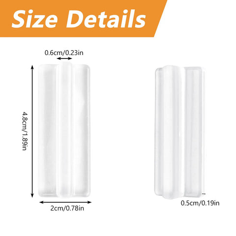 Size details of Mini Self-Stick Clear Silicone Cabinet Pulls Six Pack Self-Adhesive Push Pull Handles; dimensions labeled 4.8cm and 2cm