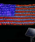 Solar American Flag Net Lights Outdoor 420 LEDs 6.5ft By 3.28ft Epic Bright Flag Mesh Solar Powered Auto On At Dusk