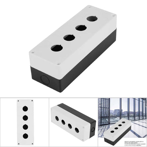Heavy Duty Rugged Weatherproof Switch Box for 22 mm Push Buttons Industrial ABS Control Enclosure With Sealing Rubber Strip for Outdoor Machinery and Electrical Panels White