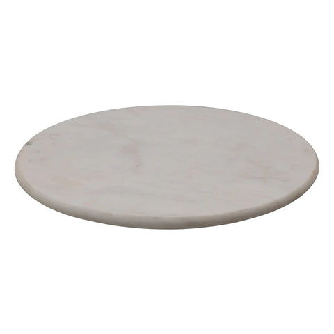 Top Shelf Smooth Spin White Marble Lazy Susan 14 Inch Rolling Turntable for kitchen counters, featuring a smooth white marble finish.