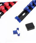 Slick 6 Piece Socket Organizer Tray With Fast Match Labels And Chunky Base For Rock Solid Stability Heavy Duty Abs Build showing clips and base pieces.