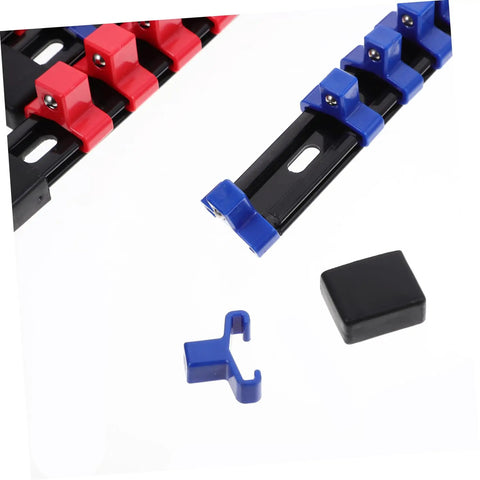 Slick 6 Piece Socket Organizer Tray With Fast Match Labels And Chunky Base For Rock Solid Stability Heavy Duty Abs Build showing clips and base pieces.