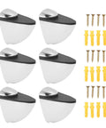 Heavy Duty 6 Pack Adjustable Glass Shelf Brackets With Glass Clips, Zinc Alloy Clamp Holders with screws and wall anchors