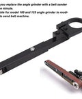 Knockout Mini Belt Sander Adapter with metal construction for angle grinder modification for faster sanding and deburring.