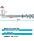 4 Pack 11 Inch J Bolt Gate Hinges With Five Eighths Inch Threaded 11 Stud, galvanized steel, with washers and nuts shown.