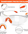 120 Pack Clear Safety Glasses For Men And Women Durable Working Eyewear And Goggles For Ultimate Eye Protection with orange accents
