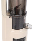 Experience The Ultimate Cold Press Juice With This 550 Ml Slow Masticating Juicer Machine, close-up of black and beige juicer spout.