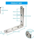 Heavy Duty Stainless Steel Corner Bracket 10 Pack For Wood And Metal Joints, 3 x 3 Inch Right Angle Braces product size diagram