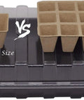 Comparison of single and multiple peat pots on black trays from Seed Starter Kit With 100 Peat Pots, 5 Plastic Trays, Water Strainer, Adjustable Humidity Dome, Plant Labels, And Sprayer For Seedlings, Indoor Or Outdoor Herb Garden Nursery.