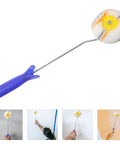 Slick Paint Roller Brush And Corner Edger For Snug Corners Window Trim And Door Frames, featuring a blue handle and compact design.
