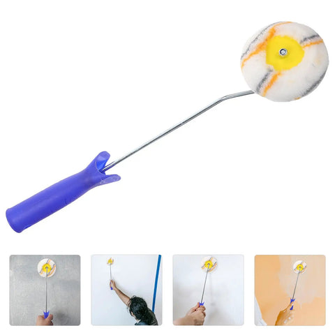 Small Paint Roller With Exact Edge Precision For Tight Spots And House Painting Knockout Tool For Latex Or Oil Based Paints No Sweat Portable Handyman Essential with blue handle.