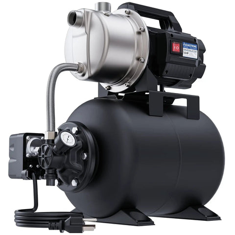 Shallow Well Garden Pump 115V Stainless Steel Jet Pump With 1.6 HP Motor, 1320 GPH Capacity, Automatic Water Booster, Pressure Tank