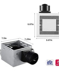 Dimensions of Ultra Quiet Bathroom Vent Fan With LED Light 80 CFM 2.0 Sones No Attic Access Installation Easy Retrofit For Small Bathrooms