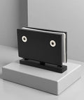 Matte Black Frameless Shower Door Hinge, Heavy Duty 304 Stainless Steel, 360 Degree Pivot for Bathroom, Built to Last Mount, Fits Glass 3.5 X 2 X 2.8 Inch on display base