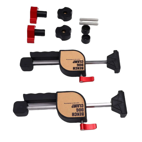 19mm Bench Dog Clamp Set with 24.4 Inch Aluminum Alloy Rails and Gear Locking No Fuss Three Clamping Force Settings for Woodworking