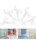 Heavy Duty Freezer Hooks And Fridge Shelf Clips Set Of 50 Crack Resistant Smooth Surface Sturdy Bracket Organizer displayed in use