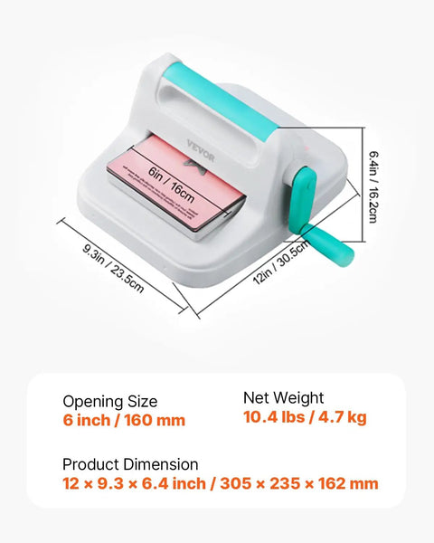 All In One Manual Die Cutting And Embossing Machine For Scrapbooking And Card Making, Starter Kit With 6 Inch Opening