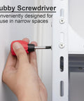 Using a stubby screwdriver from the Magnetic Screwdriver Set 6 Piece With 3 Phillips And 3 Flat Head Standard And Stubby Screwdrivers