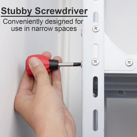 Using a stubby screwdriver from the Magnetic Screwdriver Set 6 Piece With 3 Phillips And 3 Flat Head Standard And Stubby Screwdrivers
