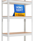 White 28 Inch Wide 5 Tier Metal Garage Shelving Unit With Boltless Tool Free Assembly In Minutes Fully Adjustable Shelves To Fit Totes Heavy Duty Storage Rack For Home Workshop, front view