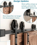 Heavy Duty Bypass Sliding Barn Door Hardware Kit For 4 To 16 Feet Black Top Mounted Rails Durable Steel Tracks And Rollers