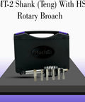 Pro Grade High Precision Live Revolving Center With MT-2 Shank Teng Style in case with HSS Rotary Broach on display
