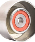Premium Car Drive Belt Idler Pulley For Toyota Rebuild Kit, silver metal with sealed bearing for smooth engine operation.