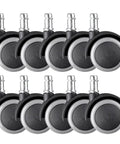 Grey Caster Wheels 10pcs Inch for Office Chair and Sofa, plastic wheels with smooth rolling design, suitable for chairs.