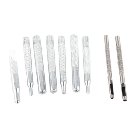 11 Piece Leather Craft Snap Fastener Tools Kit For DIY Projects, Pro Grade Steel Rivet Punch And Hole Punch 2.5mm And 3mm, Heavy Duty Set For Quick Clean Accurate Fasteners, steel punches