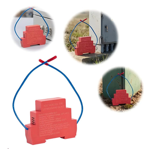 Rock Solid Automatic Aerosol Fire Extinguisher With Advanced Heat Sensor And Quick Flame Detector Tech No Sweat Emergency Flame Control Can mounted on surfaces.