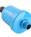 G1/2 Aluminum Auto Drainer Valve for Pneumatic Systems, blue die-cast body, front view with threaded connector
