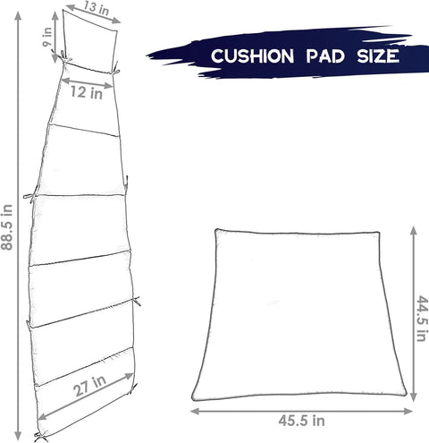 Outdoor Swing Chaise Lounge Cushion And Canopy Set For Patio Furniture sizes illustrated