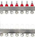 Eight-Loop Pex Radiant Manifold For Hydronic Floor Heating With One-Half Inch Outlets Up To One Point Three GPM Flow