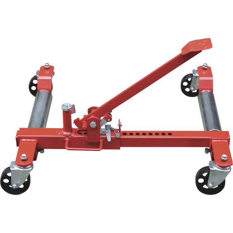 Heavy Duty Mechanical Wheel Dolly With Hands Free Pedal Lift Crushing Up To 1250 Lbs Rock Solid Steel Frame Smooth Rolling Casters Top Shelf Garage Essential For Easy Street Car Transport