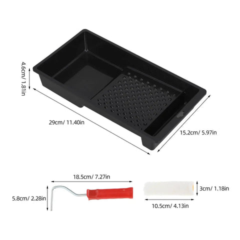 Slick Mini Paint Roller Kit With Tray For Walls Trim Doors And Metal, 4-inch roller tray for detail work and tight spaces.