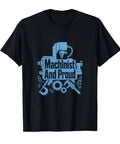 Hot Machinist Vise Gauge Square Tee Classic Fit Black CNC Tool Lover Gift Double Needle Hem Lightweight Cool Worker Gear with blue graphic design on a black t-shirt.