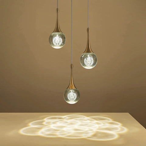 3 Light Gold Pendant Light Fixture With Dimmable LED Teardrop Crystal Cluster For Kitchen Island Dining Room Hallway And Bathroom