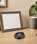 Quick Dry Fingerprint Ink Pad Mini Stamp Pads Two Pack Blue Mess Free Reusable Thumb Mark on desk with coffee mug.